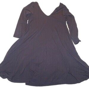 Torrid Flare Dress V-Neck Stretch Jersey Knit 3/4 Sleeves Size 00 M Dark Blue